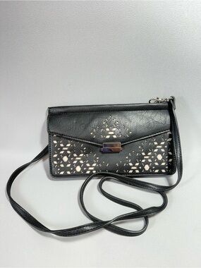 Danielle Nicole Black Vegan Leather Laser-Cut Crossbody Bag